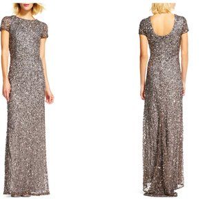Scoop Back Long Beaded Dress - Adrianna Papell